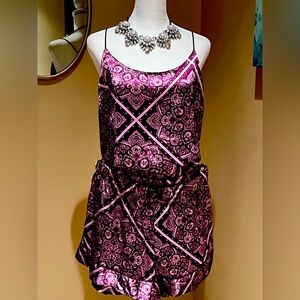 Victorias Secret 💜💓 Purple Pink Paisley Hearts Pajama Racerback Tank Shorts Set
